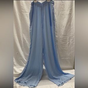 Forever 21 Long Flowing Wide Leg Light Pants with Front Tie Size M Baby Blue.